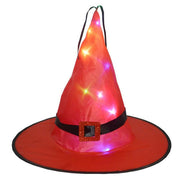 LED Glowing Witch Hat Halloween Tree Hanging Decor Light Up Witches Caps 5Pcs