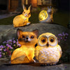 Outdoor Solar Resin Owl Puppy Rabbit Snail Sculptures Light
