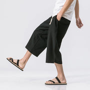 Summer Men's Japanese and Korean Style Cotton linen Loose Shorts