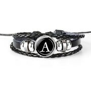 Dome Braided Fashion A-Z 26 Letters English Leather Bracelet