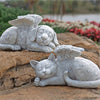 Garden Sleeping Angel Dog Cat Resin Statue Outdoor Decoracion