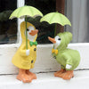 Funny Resin Duck Standing with Umbrella Outdoor Lawn Figurines Crafts