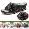 Womens Flowers Wedge Fish Mouth Platform Open Toe Slippers