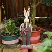 Garden Rustic Vintage Spring Easter Bunny Couple Sign Statue Decoration