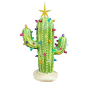 Resin Ornaments Ceramic Christmas Cactus with Light Decorations