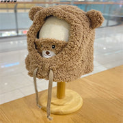 Winter Bear Hat Cute Plush Windproof Warm Ear Protection Mask Scarf