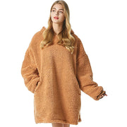Oversized Wool Sweater Wearable Hooded Blanket Soft Warm Hoodie Sweatshirt