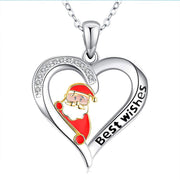 Trendy Heart Alloy Santa Elk Pendant Necklaces for Woman