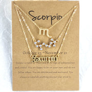 3Pcs/Set 12 Constellation Gold Silver Necklace Fashion Jewelry Birthday Gift