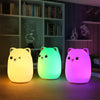 Kids Silicone Bear Colorful LED Night Light Remote Control Nursery Bedside Pat Lamp
