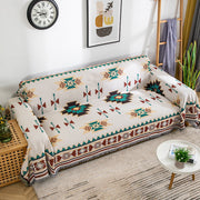 Multifunctional Large Size Geometric Sofa Blanket with Tassel