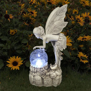 Garden Solar Resin Yard Flower Fairy Night Lamp Sculpture Ornament