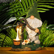 Gnome Resin Statues Outdoor Garden Decoration with Solar LED Light