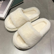 Women Autumn Winter Furry Thick Sole Open Toe Slippers