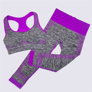 Womens Yoga Bra Cropped Pants 2PCS Set Gym Running Fitness Clothes