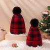 Winter Wool Ball Red Plaid Parent-child Warm Knitted Hat