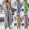 Plus Size Summer Women's V-Neck Tie Dyeing Print Split Maxi Dress