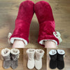Winter Slipper Boots Womens Fluffy Plush Bootie Slippers with Pom Poms