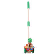 Wooden Drag Trolley Toys Cartoon Animal Single Pole Baby Walker